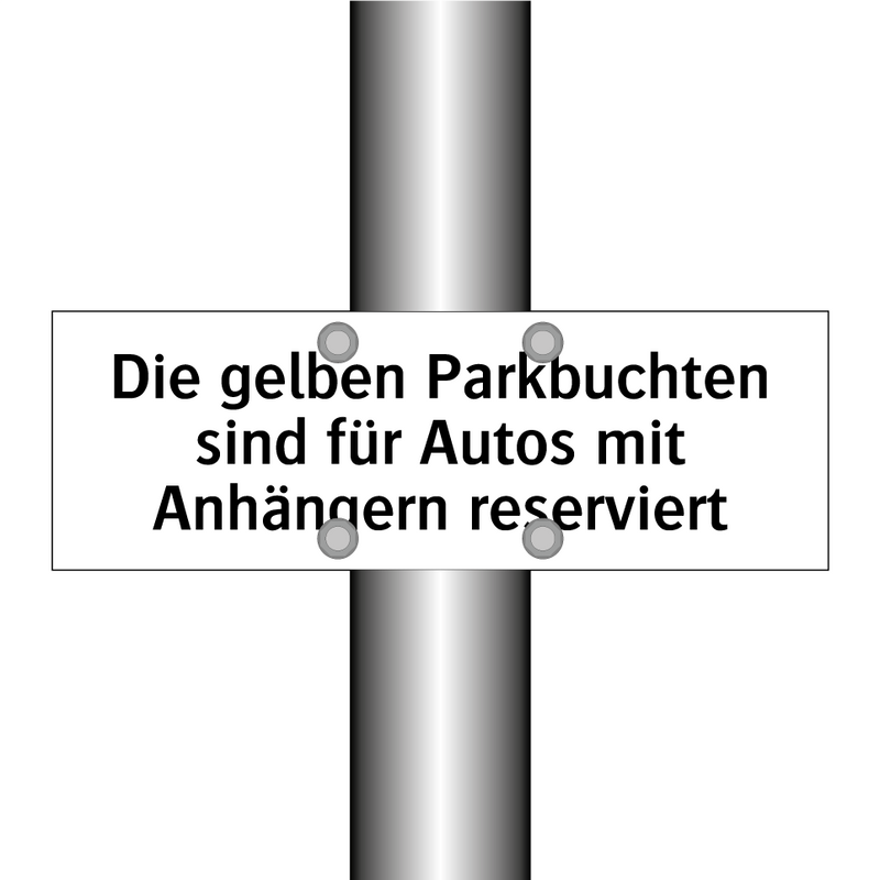 Die gelben Parkbuchten sind für Autos mit Anhängern reserviert