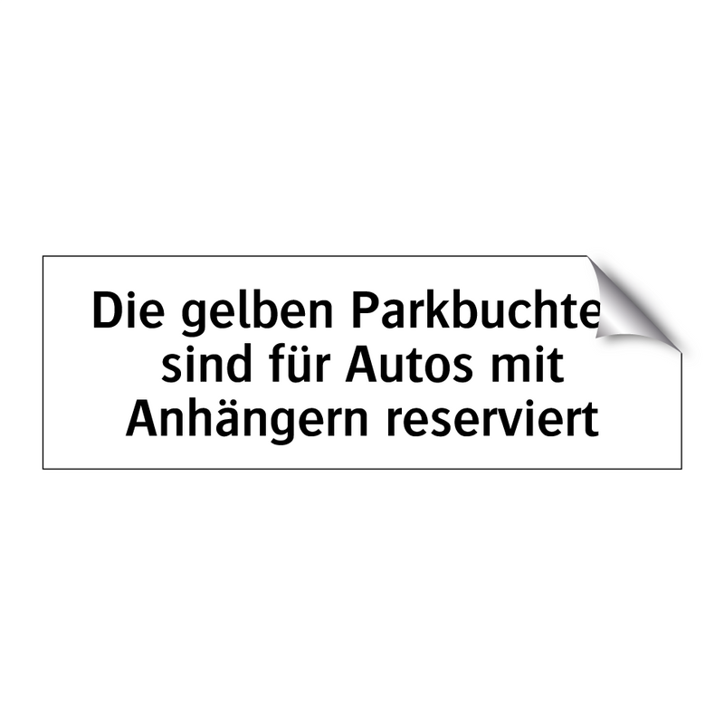 Die gelben Parkbuchten sind für Autos mit Anhängern reserviert