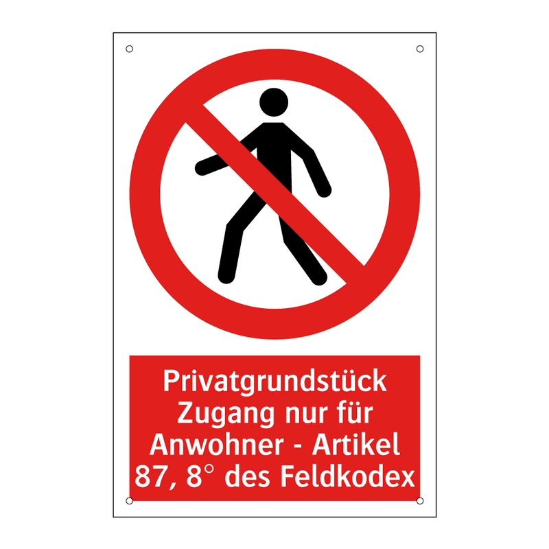 Privatgrundstück Zugang nur für Anwohner - Artikel 87, 8° des Feldkodex