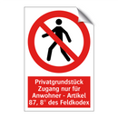 Privatgrundstück Zugang nur für Anwohner - Artikel 87, 8° des Feldkodex