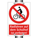 Radfahren auf dem Schulhof ist verboten!