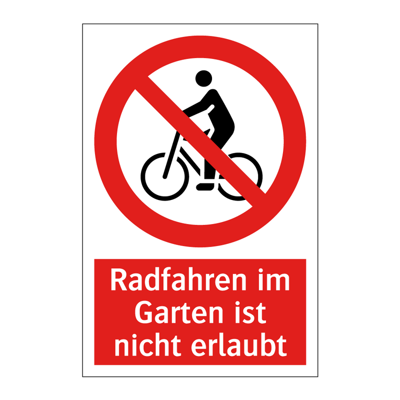 Radfahren im Garten ist nicht erlaubt
