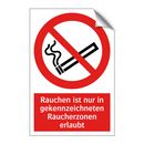 Rauchen ist nur in gekennzeichneten Raucherzonen erlaubt