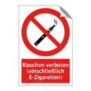 Rauchen verboten (einschließlich E-Zigaretten)