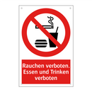 Rauchen verboten. Essen und Trinken verboten