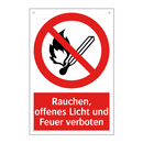 Rauchen, offenes Licht und Feuer verboten