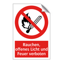 Rauchen, offenes Licht und Feuer verboten