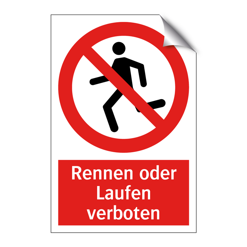 Rennen oder Laufen verboten