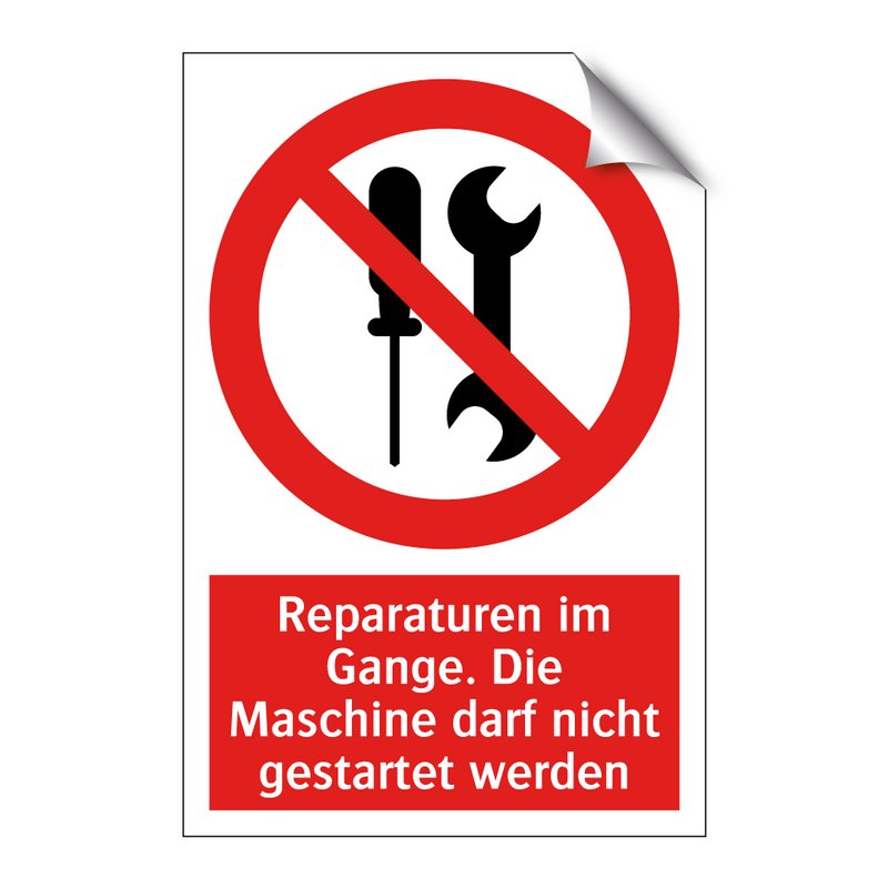 Reparaturen im Gange. Die Maschine darf nicht gestartet werden