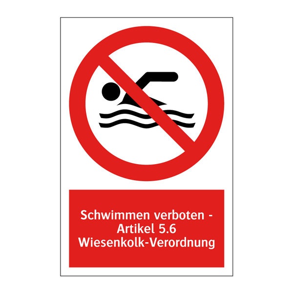Schwimmen verboten - Artikel 5.6 Wiesenkolk-Verordnung