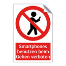 Smartphones benutzen beim Gehen verboten