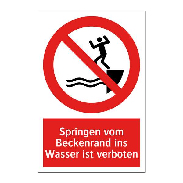 Springen vom Beckenrand ins Wasser ist verboten