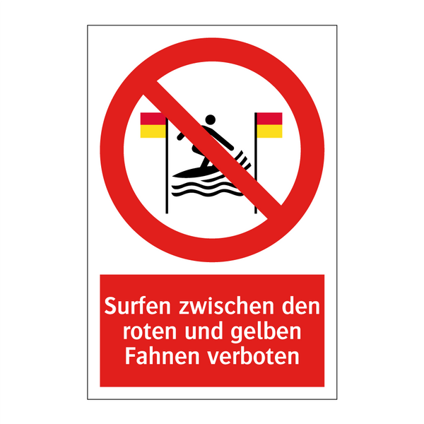 Surfen zwischen den roten und gelben Fahnen verboten
