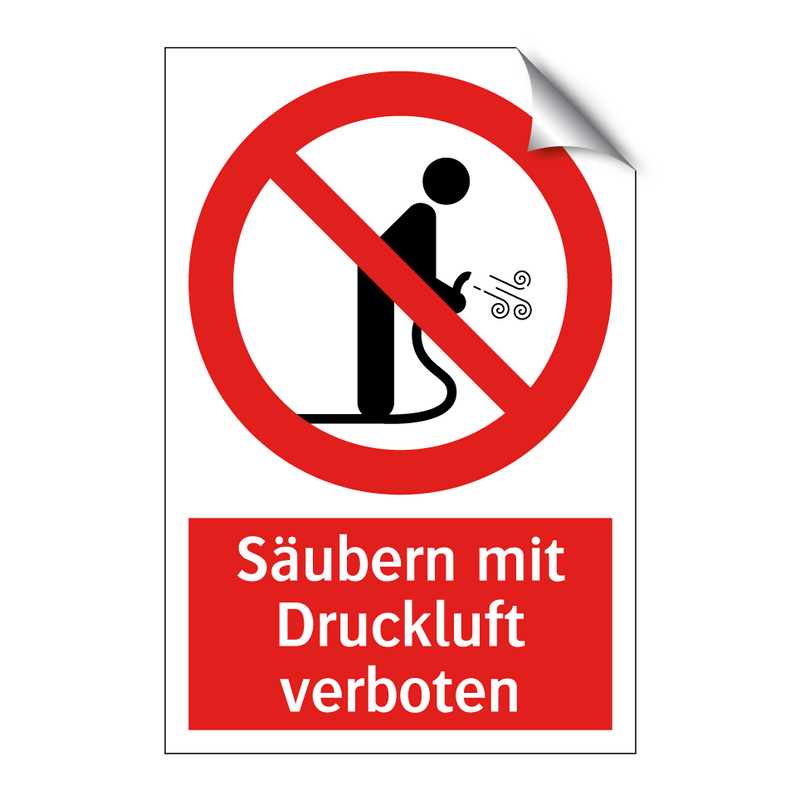 Säubern mit Druckluft verboten