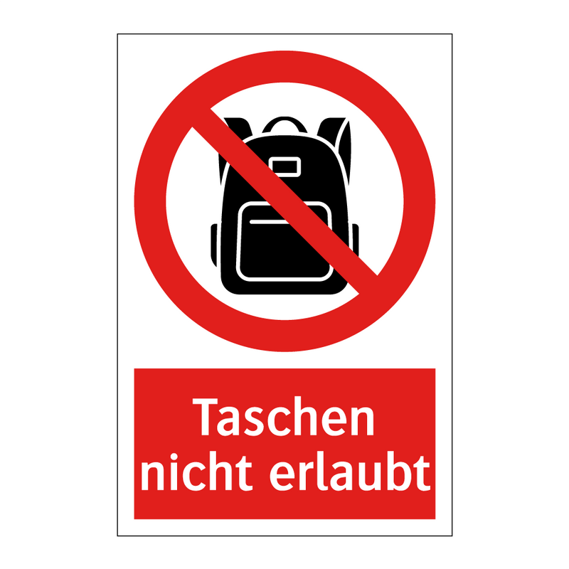 Taschen nicht erlaubt