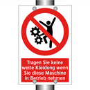 Tragen Sie keine weite Kleidung wenn Sie diese Maschine in Betrieb nehmen