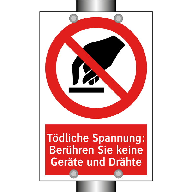 Tödliche Spannung: Berühren Sie keine Geräte und Drähte