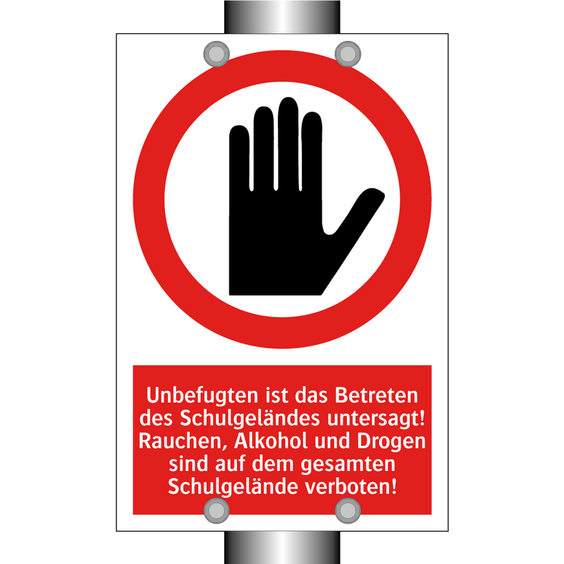 Unbefugten ist das Betreten des Schulgeländes untersagt! Rauchen, Alkohol und Drogen sind auf dem gesamten Schulgelände verboten!