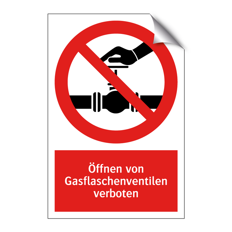 Öffnen von Gasflaschenventilen verboten