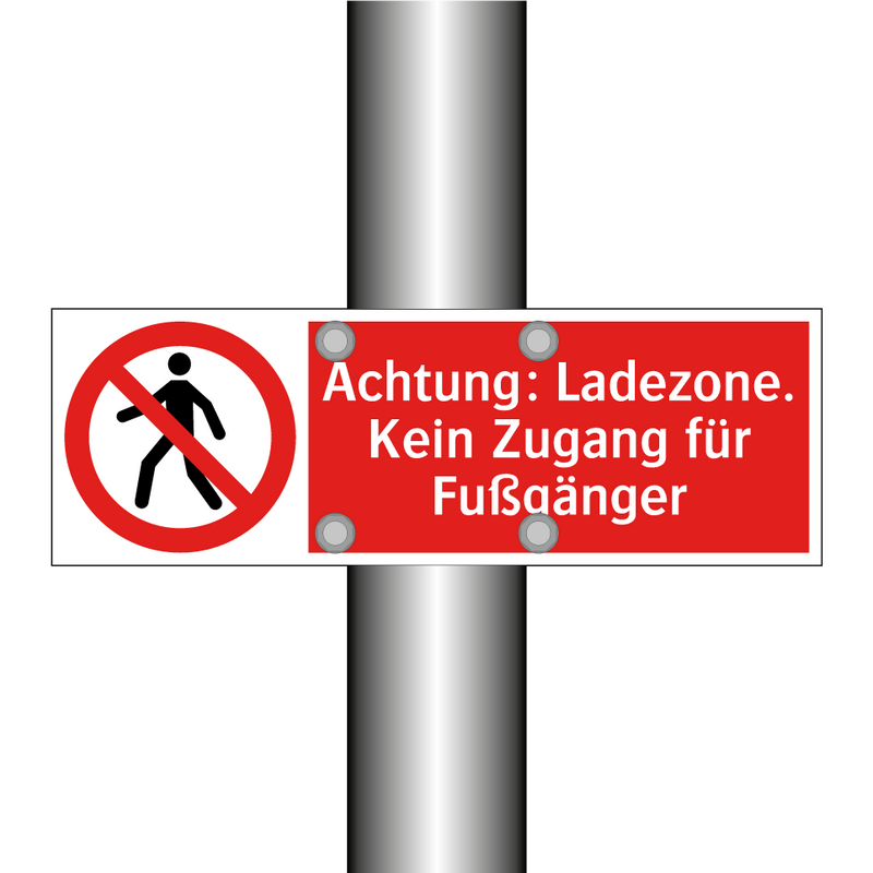 Achtung: Ladezone. Kein Zugang für Fußgänger