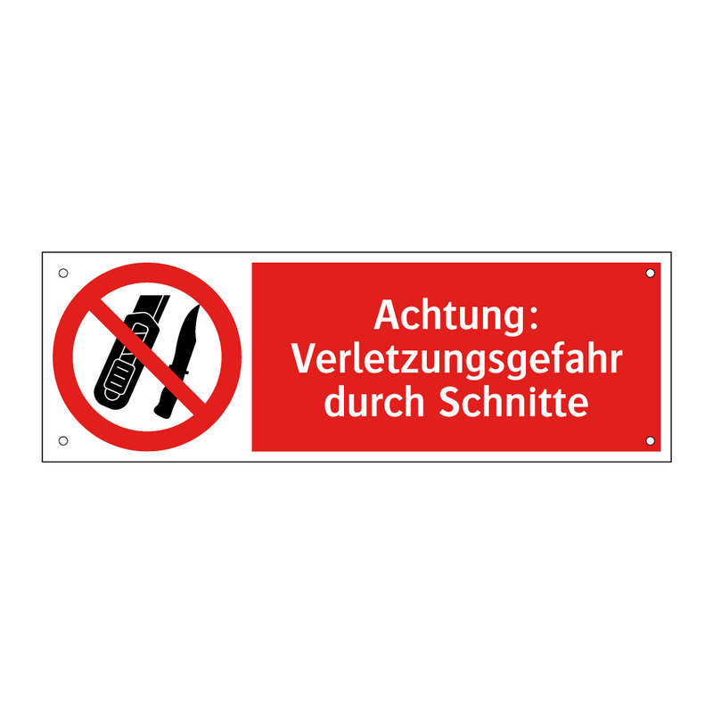 Achtung: Verletzungsgefahr durch Schnitte