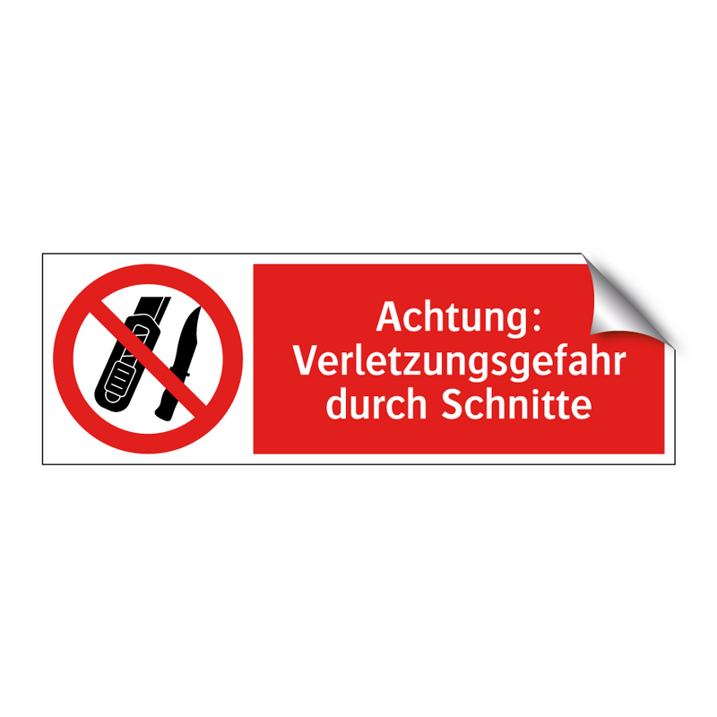 Achtung: Verletzungsgefahr durch Schnitte