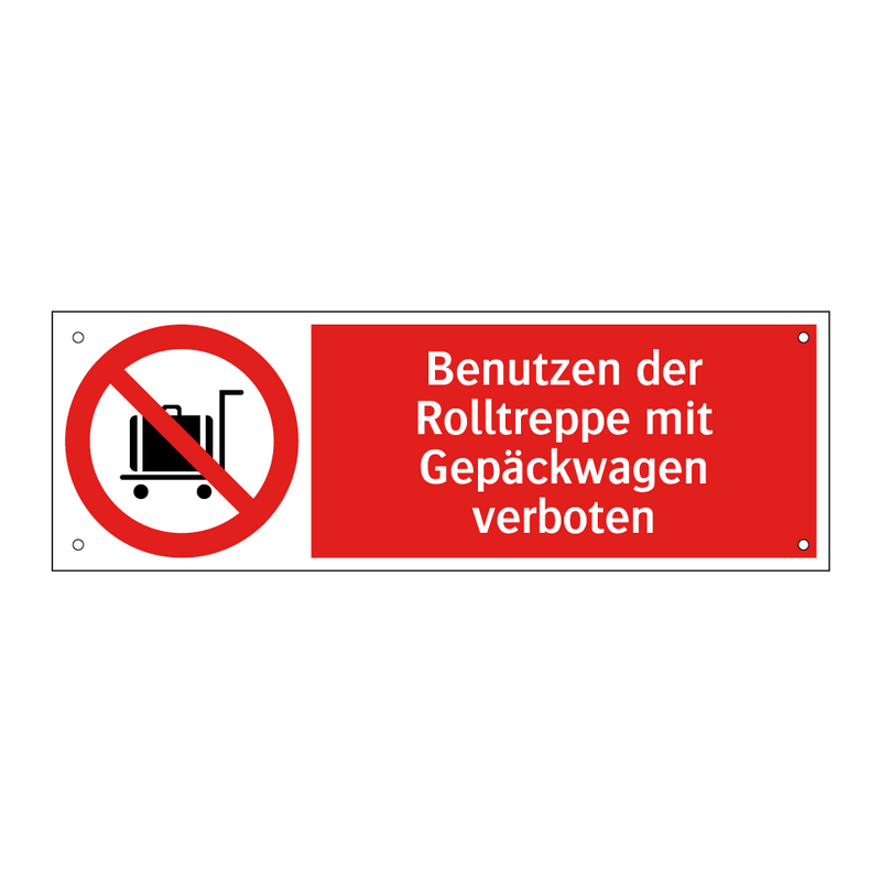 Benutzen der Rolltreppe mit Gepäckwagen verboten