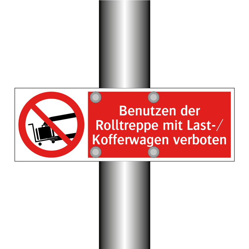 Benutzen der Rolltreppe mit Last-/ Kofferwagen verboten