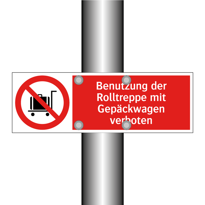 Benutzung der Rolltreppe mit Gepäckwagen verboten