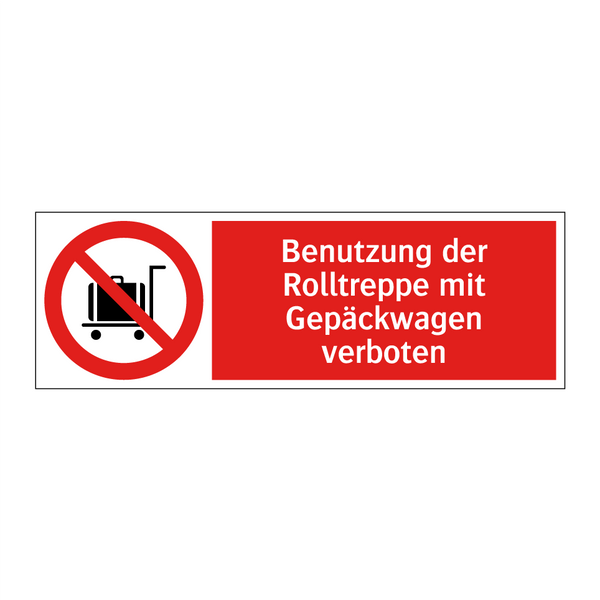 Benutzung der Rolltreppe mit Gepäckwagen verboten