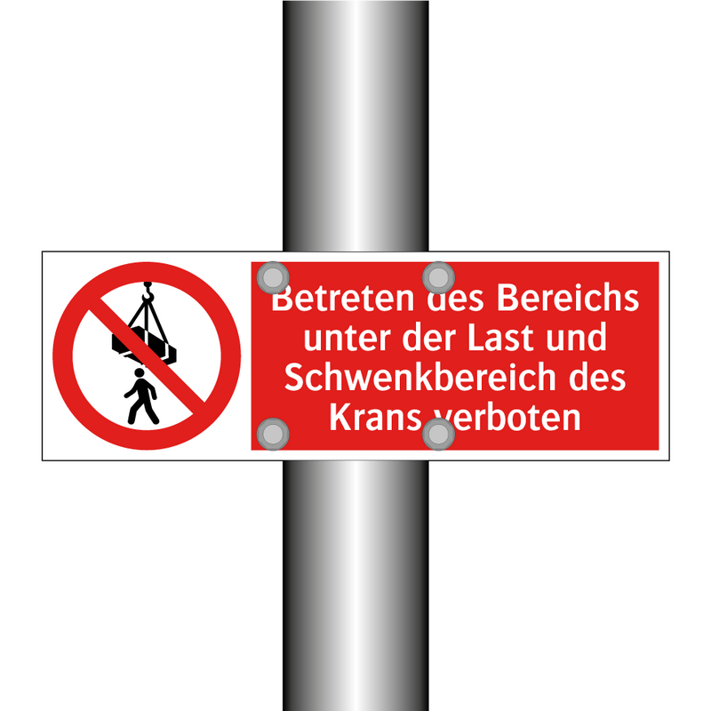 Betreten des Bereichs unter der Last und Schwenkbereich des Krans verboten