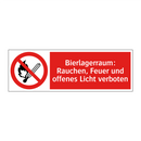 Bierlagerraum: Rauchen, Feuer und offenes Licht verboten