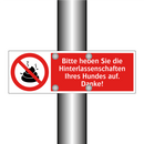 Bitte heben Sie die Hinterlassenschaften Ihres Hundes auf. Danke!
