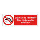Bitte keine Fahrräder hier parken oder anlehnen