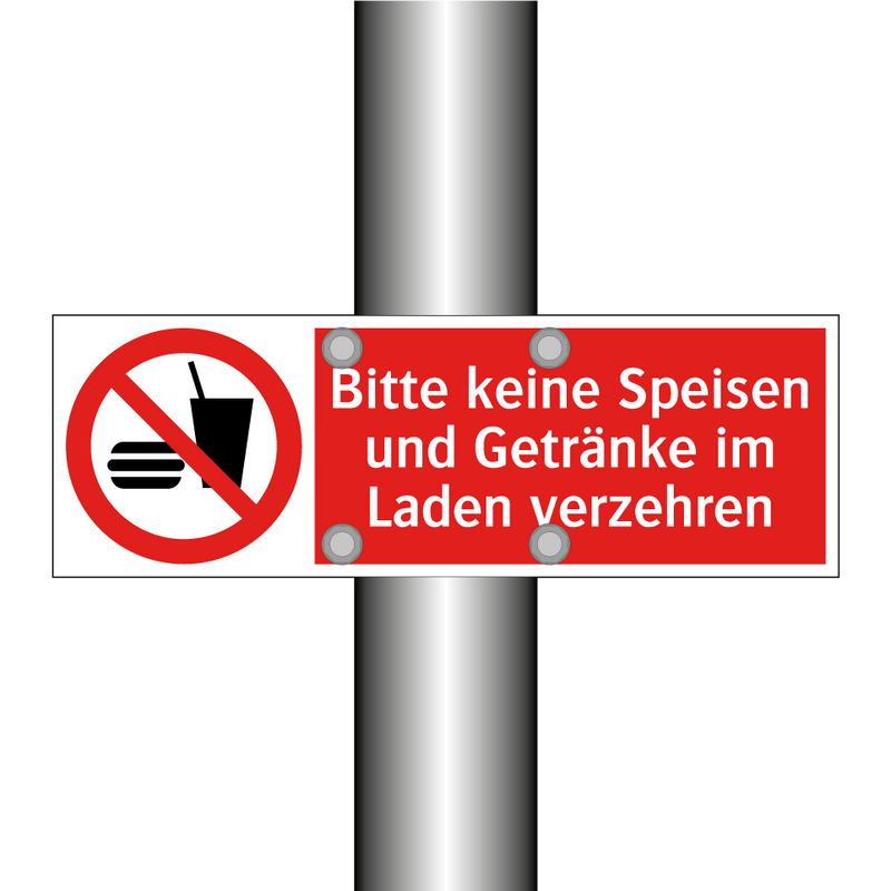 Bitte keine Speisen und Getränke im Laden verzehren
