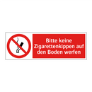 Bitte keine Zigarettenkippen auf den Boden werfen