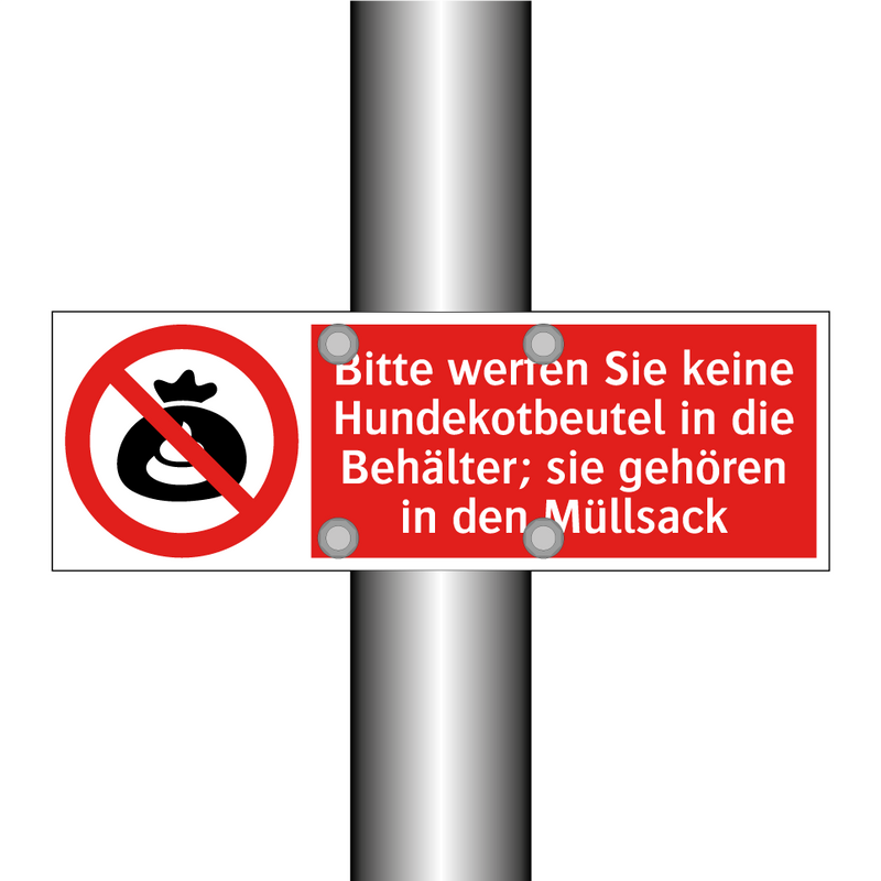 Bitte werfen Sie keine Hundekotbeutel in die Behälter; sie gehören in den Müllsack