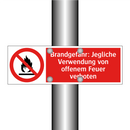 Brandgefahr: Jegliche Verwendung von offenem Feuer verboten