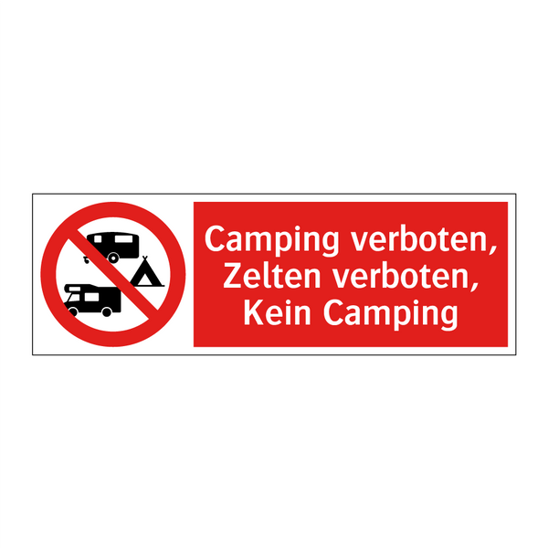 Camping verboten, Zelten verboten, Kein Camping