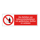 Das Befüllen von Lebensmittelbehältern mit gefährlichen Stoffen ist verboten