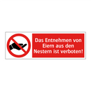 Das Entnehmen von Eiern aus den Nestern ist verboten!