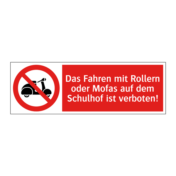 Das Fahren mit Rollern oder Mofas auf dem Schulhof ist verboten!