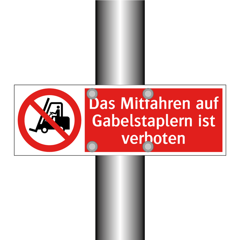 Das Mitfahren auf Gabelstaplern ist verboten