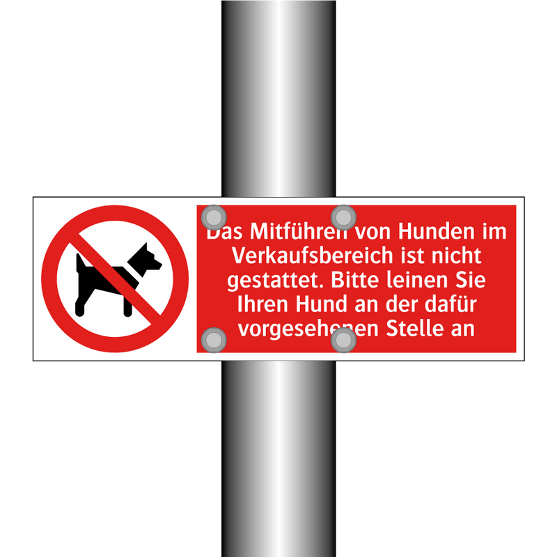 Das Mitführen von Hunden im Verkaufsbereich ist nicht gestattet. Bitte leinen Sie Ihren Hund an der dafür vorgesehenen Stelle an
