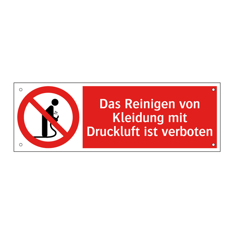 Das Reinigen von Kleidung mit Druckluft ist verboten