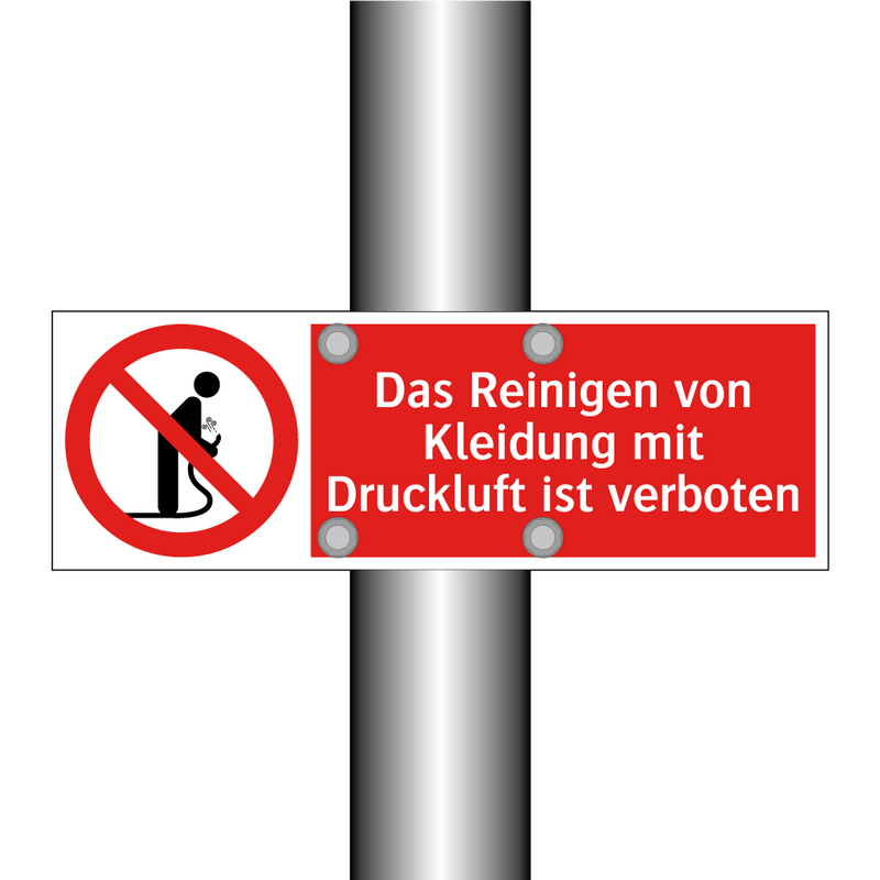 Das Reinigen von Kleidung mit Druckluft ist verboten
