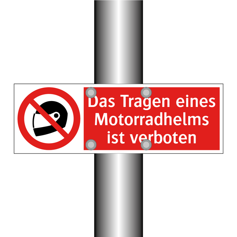 Das Tragen eines Motorradhelms ist verboten