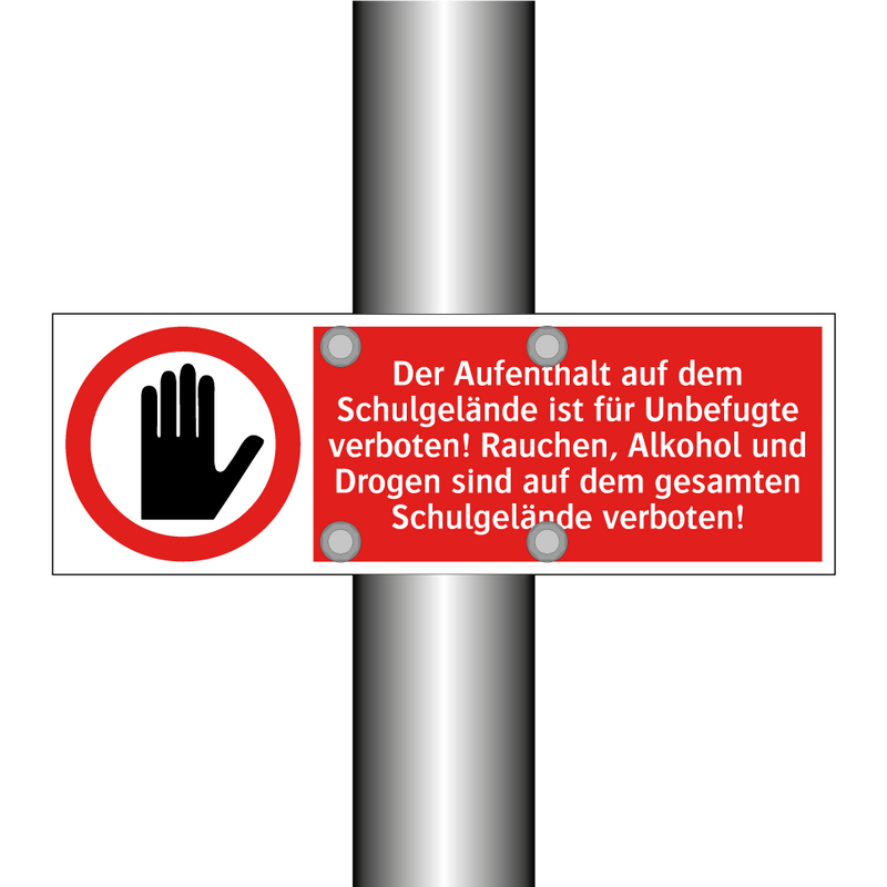 Der Aufenthalt auf dem Schulgelände ist für Unbefugte verboten! Rauchen, Alkohol und Drogen sind auf dem gesamten Schulgelände verboten!