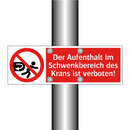 Der Aufenthalt im Schwenkbereich des Krans ist verboten!