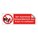 Der Aufenthalt im Schwenkbereich des Krans ist verboten!